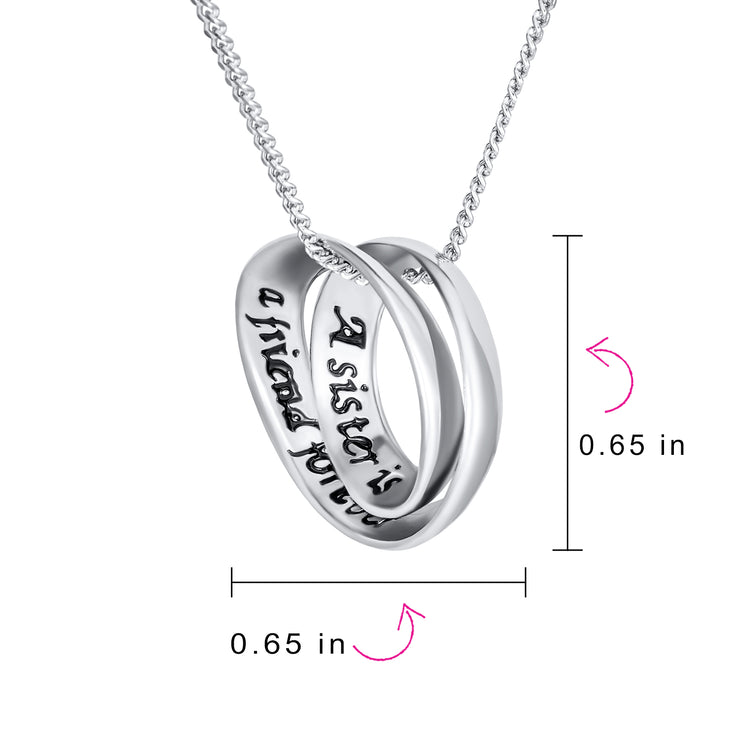 Inspirational Mantra Infinity Circle Pendant Necklace Sterling Silver for Teens