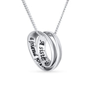 Inspirational Mantra Infinity Circle Pendant Necklace Sterling Silver for Teens