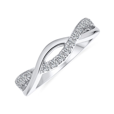 Intertwined Rope Twist Cocktail Statement Ring with CZ Pave in Sterling Silver