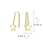 Minimalist Celestial Dangle Earrings in 14K Yellow Gold - USA Patriotic Style