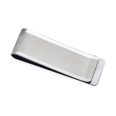 Basic Matte Finish Wide Strong Money Clip Card Holder for Men Silver Stainless Steel