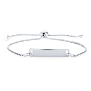 Thin Dainty ID Bracelet Set for Mother & Daughter 7" Sterling Silver Bolo Name