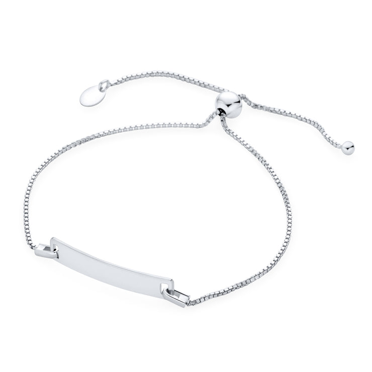 Thin Dainty ID Bracelet Set for Mother & Daughter 7" Sterling Silver Bolo Name