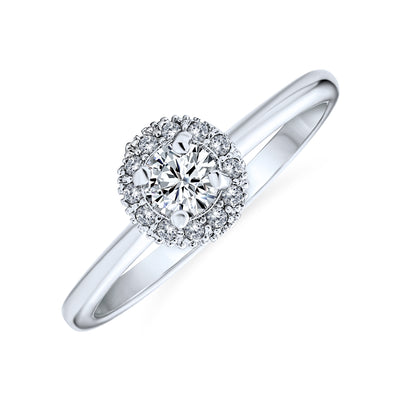 Petite .25CT Round Halo Cathedral Setting Solitaire Engagement Silver