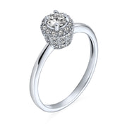 Petite .25CT Round Halo Cathedral Setting Solitaire Engagement Silver