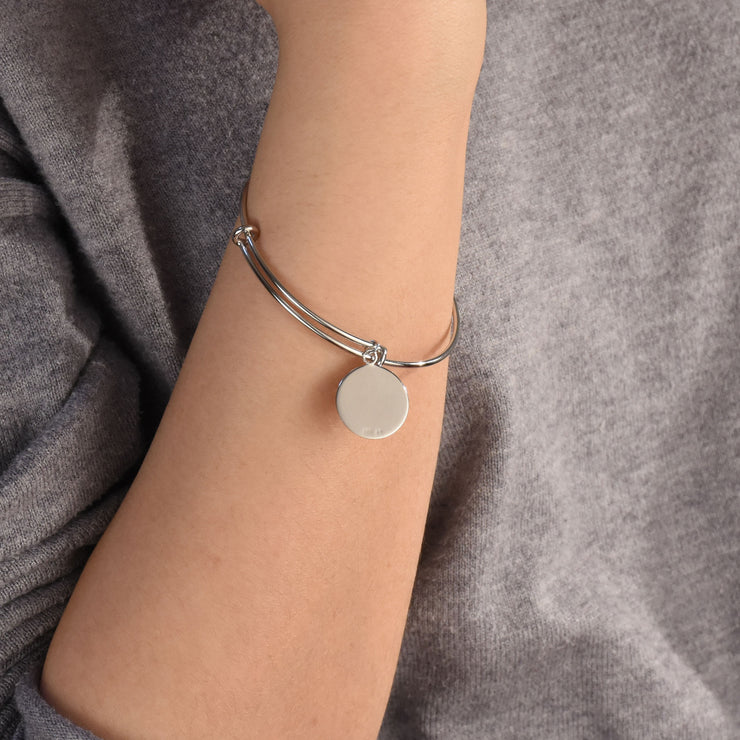 Sterling Silver ID Bracelet Monogram Disc Minimalist Expandable Design