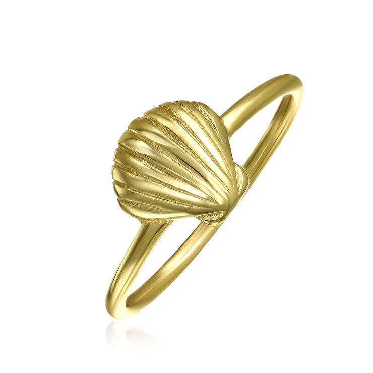Midi Knuckle 1MM Band Nautical Seashell Ring Gold Plated Silver