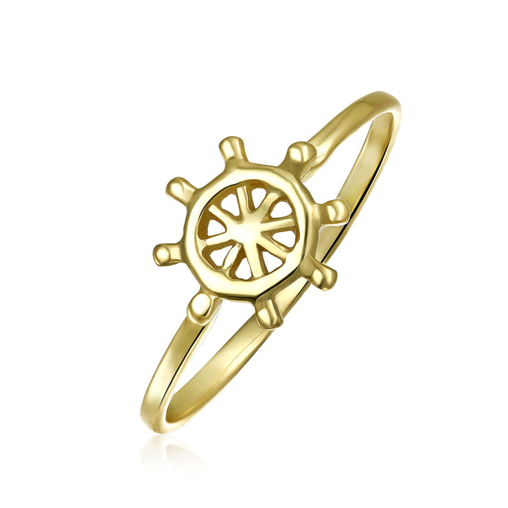 Midi Knuckle 1MM Band Wheel Boat Ring Gold Plated Sterling Silver