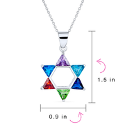 Modern CZ Star of David Pendant Necklace in Sterling Silver for Teens