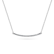 Minimalist Modern CZ Bar Sideways Pendant Necklace in Sterling Silver