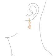 Pink Teardrop Dangle Earrings Simulated Chalcedony Quartz Gold Plated