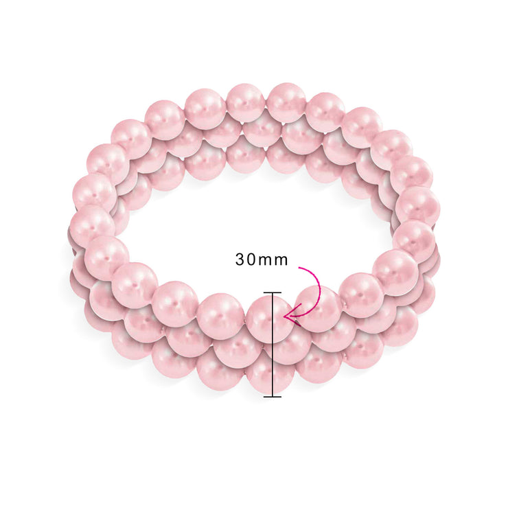 Set of 3 Stackable Stretch Bracelet with White Simulated Pearl 10MM Round Beads