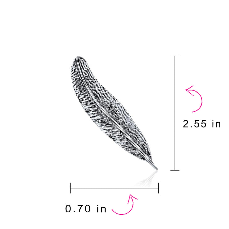 Western Jewelry Feather Leaf Pin Brooch Oxidized .925Sterling Silver
