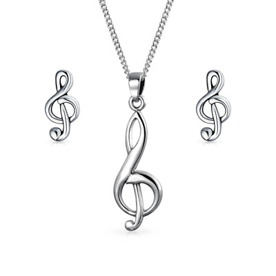 Tiny Delicate Music G Treble Clef Note Stud Earrings Musician Sterling Silver