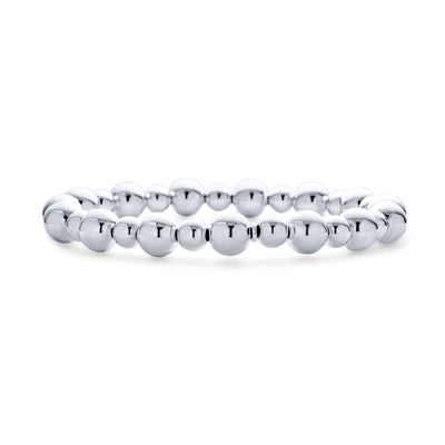 Modern Classic Polished 5-8MM Ball Bead Stretch Bracelet in Sterling Silver