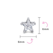 Set of 2 Small Black & Clear Celestial USA CZ Star Stud Earrings Sterling Silver