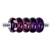 Violet Lavender Purple Burgundy Murano Glass Charm Bead Set for European Bracelets