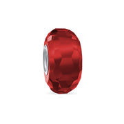 Set of 3 Sommelier Red Wine Glass CZ & Faceted Translucent Red Glass Charm Bead