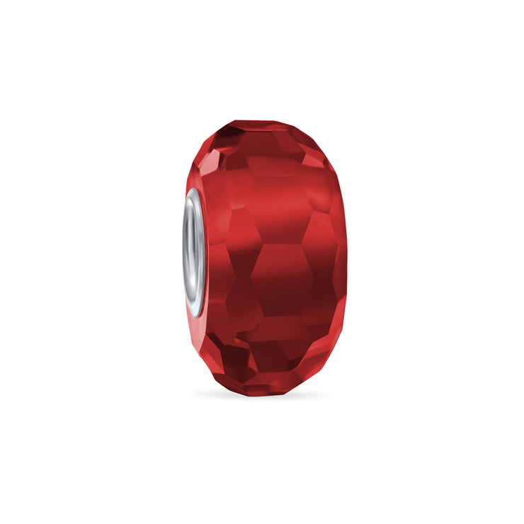 Set of 3 Sommelier Red Wine Glass CZ & Faceted Translucent Red Glass Charm Bead