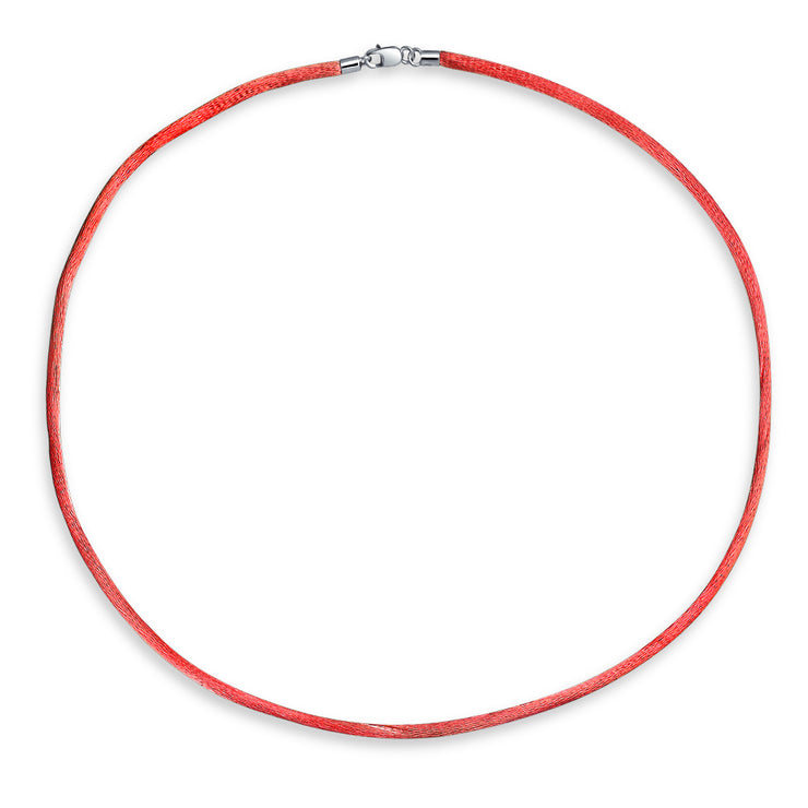 1MM Satin Silk Chain Necklace Cord with Silver Lobster Clasp Various Colors