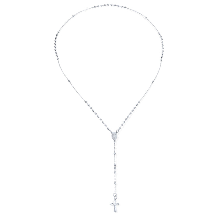 Virgin Mary Catholic Rosary Prayer Beads Y Necklace Sterling Silver