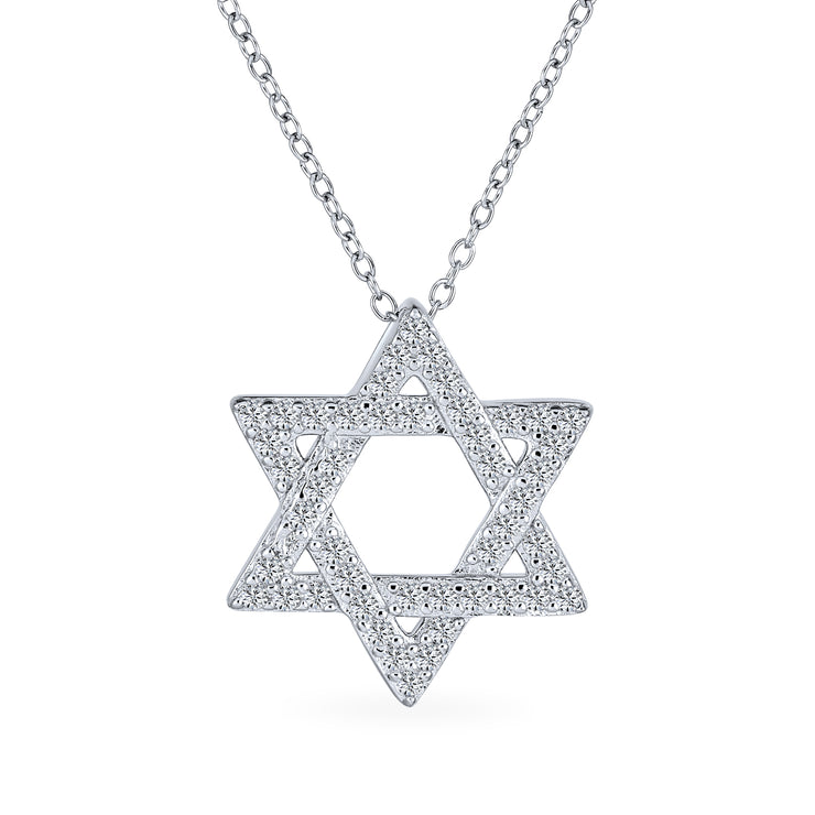 Cubic Zirconia Star of David Pendant Necklace Sterling Silver Judaica Gift