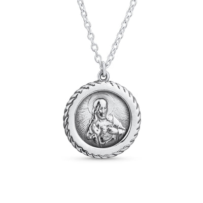 Unisex Christian Jesus Christ Pendant Necklace in Sterling Silver