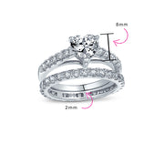 1CT AAA CZ Heart Engagement Ring Wedding Band Set .925Sterling Silver