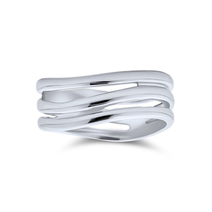 Stacking Style Three Row Band Ring Women Polished .925 Sterling Silver