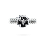 Set of 2 Nursing RN Caduceus Cross & Nurse Hat Charm Bead Sterling Silver