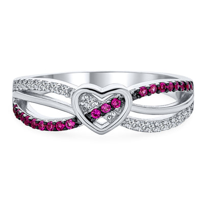 Romantic Danity CZ Pink Infinity Heart Ring .925Sterling Silver