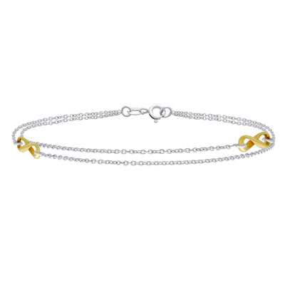 Romantic Double Chain Infinity Love Knot Anklet Ankle Bracelet Sterling Silver