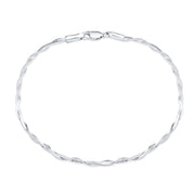 Twisted Box Chain Anklet Charm Ankle Bracelet .925 Sterling Silver