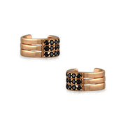 Black CZ Cartilage Ear Cuff Earring Rose Gold Plated Sterling Silver