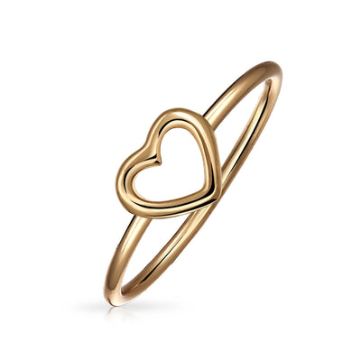 Minimalist Rose Gold Plated Midi Knuckle 1MM Band Stackable Heart Ring