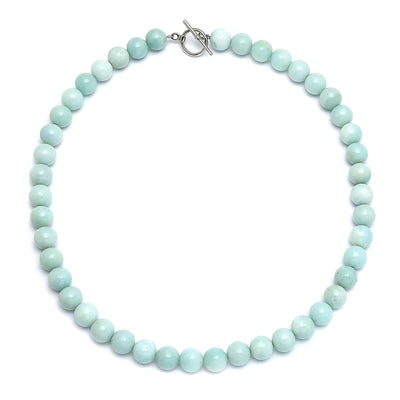 Amazonite Aqua Blue 10MM Bead Strand Necklace with Silver Clasp Jewelry