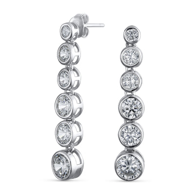 Elegant Bridal Dangle Chandelier Earrings with CZ Geometric Bubble Design