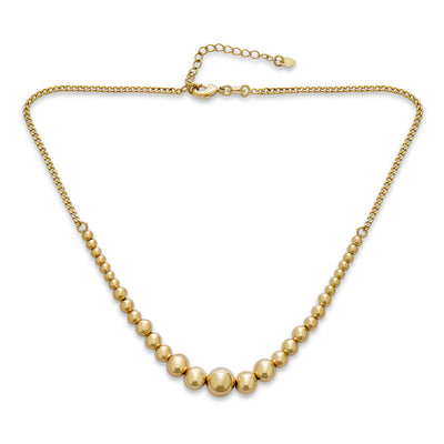 Classic Elegant Round Ball Pendant Necklace Gold Plated Graduated 3-10MM Choker