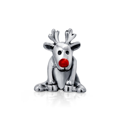 Caribou Elk Christmas Charm Bead Sterling Silver for European Bracelets