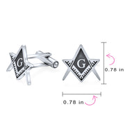 Set of 2 Freemasons Compass Symbol Shirt Cufflink Black Enamel Gold Plated