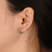 Set of 2 Basic Thin Hoop Huggie Earrings Silver Gold Plated Sterling Silver