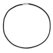 Black Satin Silk Cord Necklace Silver Plated 18 Inch