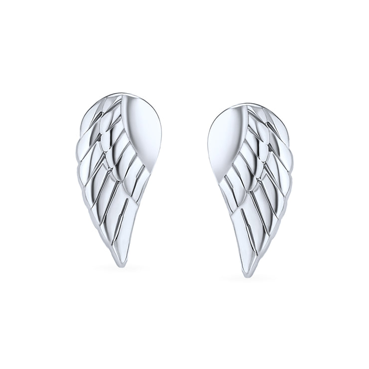 Guardian Angel Wing Feather Stud Earrings Bangle Cuff Bracelet Sterling Silver