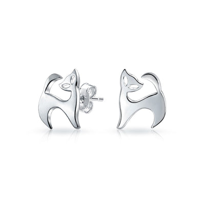 Siamese Cat Stud Earrings in Sterling Silver - Whimsical and Cute Pet Jewelry