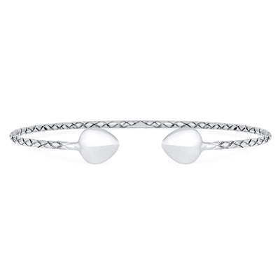 Boho Western Arrow Heart Twist Stackable Bangle Bracelet, Sterling Silver, 7.5 Inch