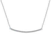 Minimalist Modern CZ Bar Sideways Pendant Necklace in Sterling Silver