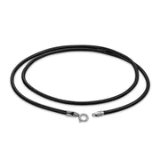 Genuine Black Leather Cord Necklace Sterling Silver Clasp 16, 20 and 24 Inch