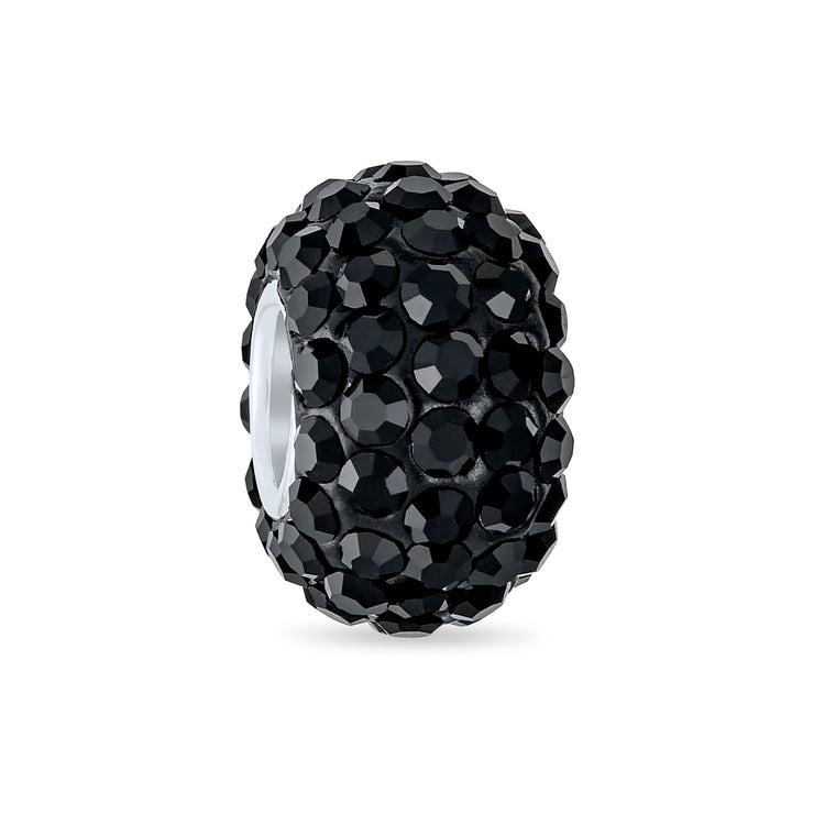 Set of 3 Halloween Skeleton Skull CZ Eye & Solid Black Crystal Spacer Charm Bead