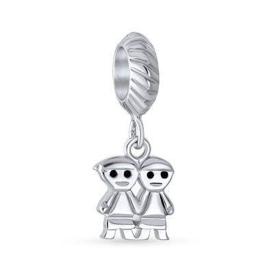 Family Friends Forever BFF Sisters Dangle Charm Bead Sterling Silver Bracelet