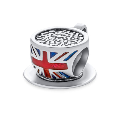 Travel England Union Jack Charm Bead Sterling Silver for European Bracelet